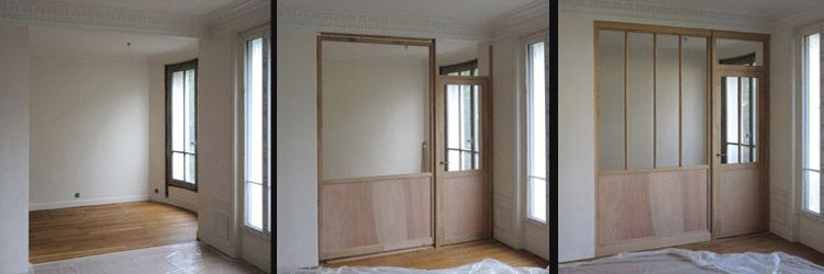 verriere-interieure-pose étape d'un projet de verrière en bois sur mesure